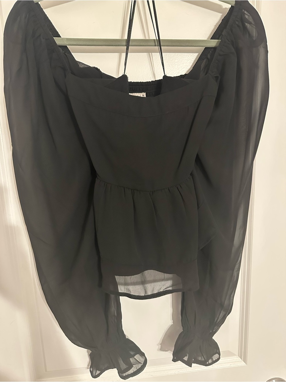 Abercrombie & Fitch Black Sheer Peplum Top